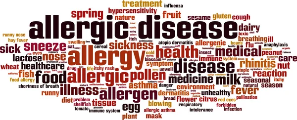Malattia allergica parola nube — Vettoriale Stock
