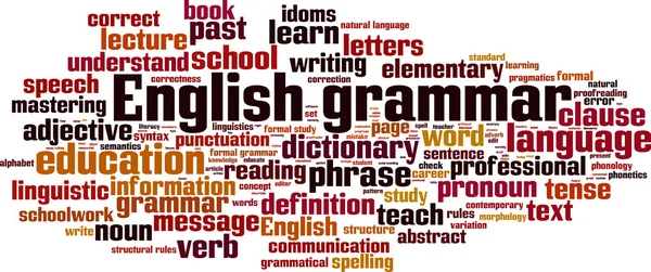 Engelse grammatica word cloud — Stockvector