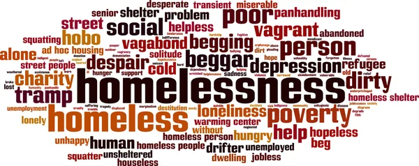 Hajléktalanság szó felhő — Stock Vector