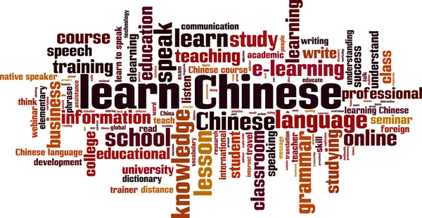 Çince kelime bulutu bilgi edinin — Stok Vektör