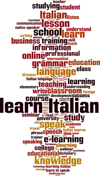Öğrenmek İtalyanca kelime bulutu — Stok Vektör