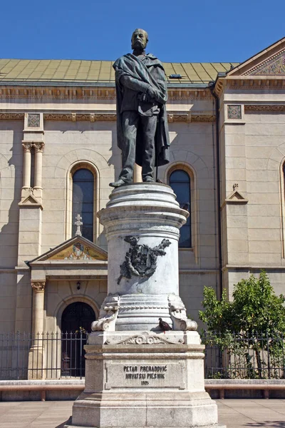 Statue Von Petar Preradovic Kroatischer Dichter Schriftsteller Und Militärgeneral Auf — Stockfoto