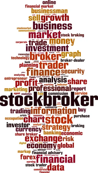 Concetto Cloud Word Broker Borsa Collage Fatto Parole Sul Broker — Vettoriale Stock