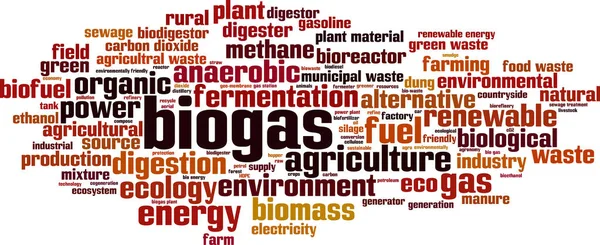 Conceito Nuvem Palavras Biogás Colagem Feita Palavras Sobre Biogás Ilustração — Vetor de Stock