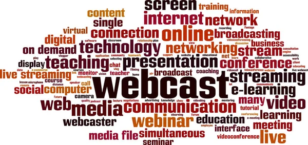 Webcast Palabra Nube Concepto Collage Hecho Palabras Sobre Webcast Ilustración — Vector de stock