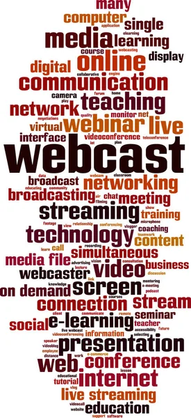 Webcast Palabra Nube Concepto Collage Hecho Palabras Sobre Webcast Ilustración — Vector de stock