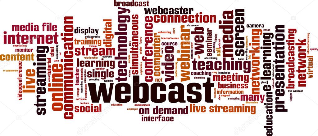 Webcast word cloud concept. Collage made of words about webcast. Vector illustration