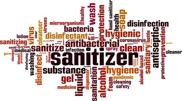 Sanitizer Wort Cloud Konzept Collage Aus Worten Über Desinfektionsmittel Vektorillustration — Stockvektor