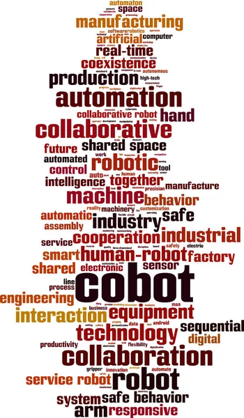 Cobot Kelime Bulut Konsepti Cobot Ilgili Kelimelerden Oluşan Kolaj Vektör — Stok Vektör