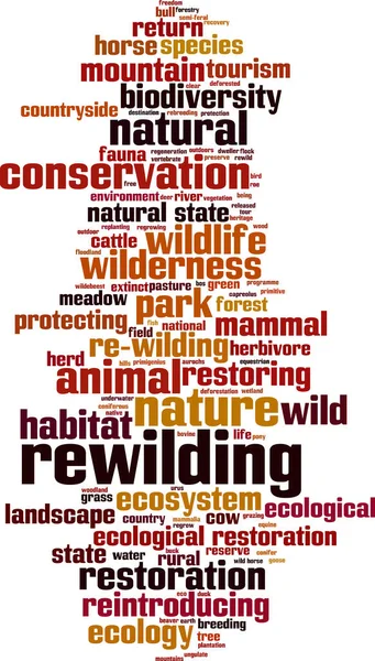 Rewilding Word Cloud Concept Koláž Složená Slov Zpustošení Vektorová Ilustrace — Stockový vektor