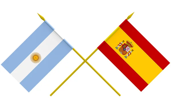 Флаги Аргентины и Испании — стоковое фото