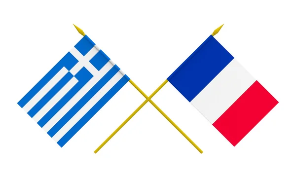 Flags, France and Greece — Stock Photo, Image