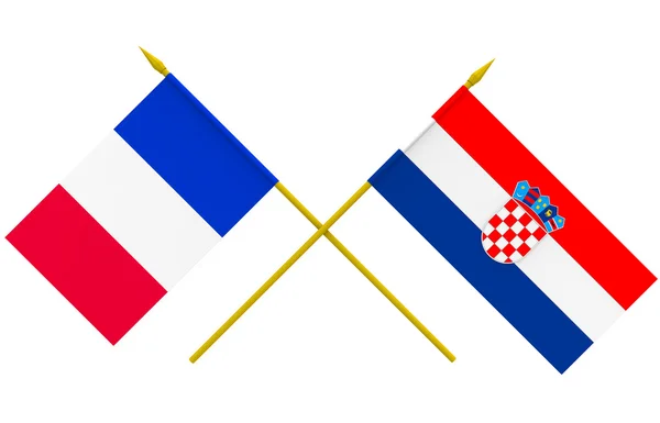 Drapeaux, Croatie et France — Photo