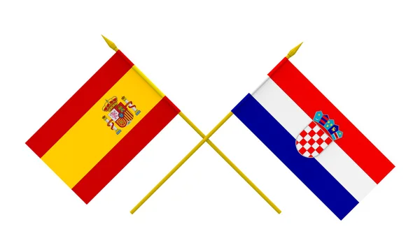 Banderas, Croacia y España — Foto de Stock