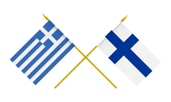 Banderas, Finlandia y Grecia — Foto de Stock