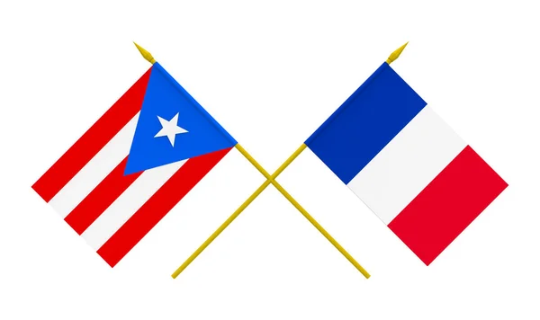 Banderas, Francia y Puerto Rico — Foto de Stock