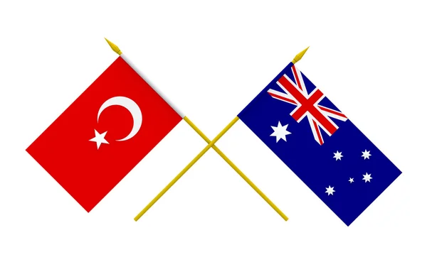 Flaggor, Australien och Turkiet — Stockfoto