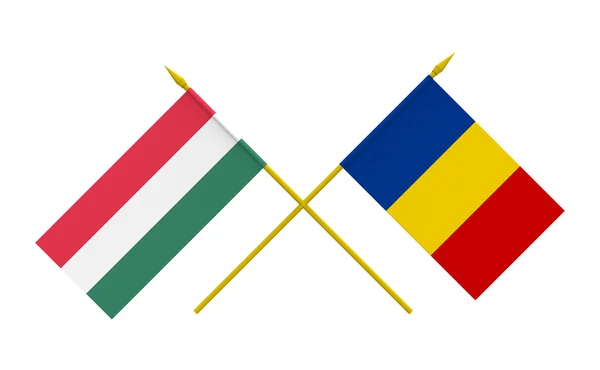 Vlaggen, Hongarije en Roemenië — Stockfoto