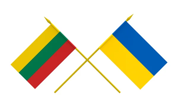 旗帜、 立陶宛和乌克兰 — 图库照片