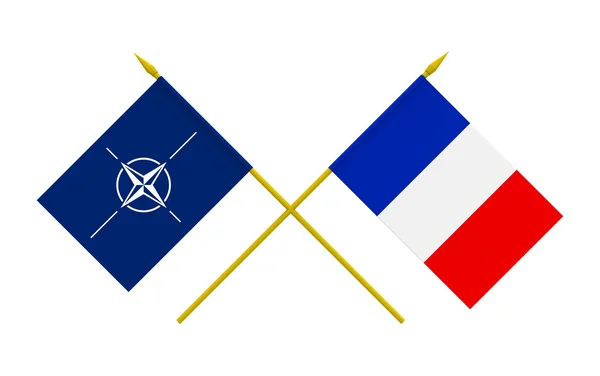 Flags, NATO and France — Stock Photo, Image