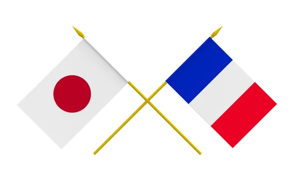 Bayraklar, Fransa ve Japonya — Stok fotoğraf