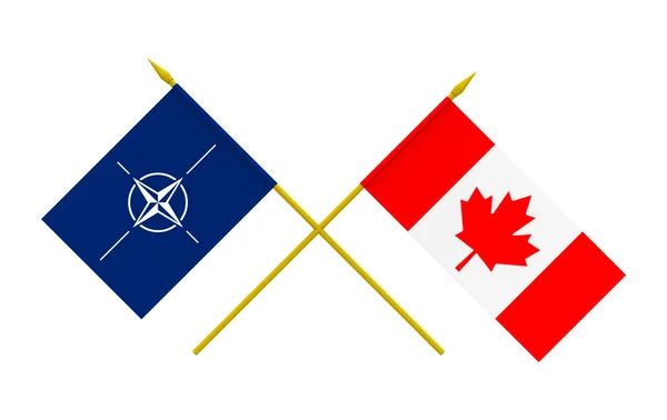 旗帜、 加拿大和北约 — 图库照片