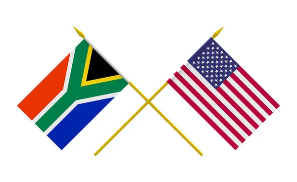 Flags, South Africa and USA — Stock Photo, Image