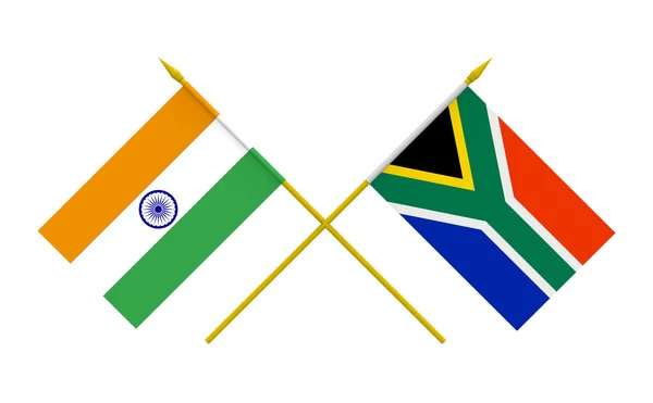 Flags, India and South Africa — Stock Photo, Image