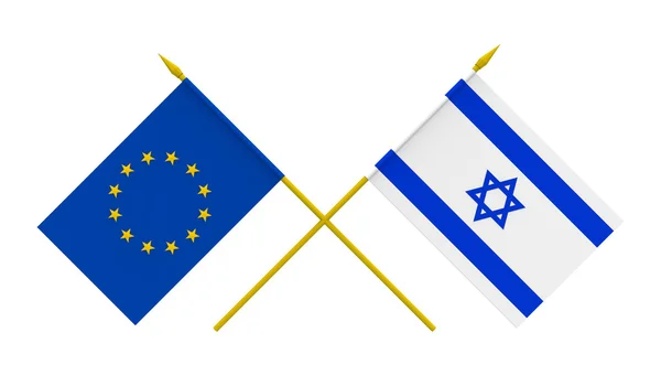 Vlaggen, Israël en de Europese Unie — Stockfoto