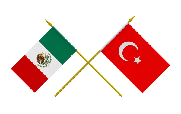 Bayraklar, Türkiye ve Meksika — Stok fotoğraf