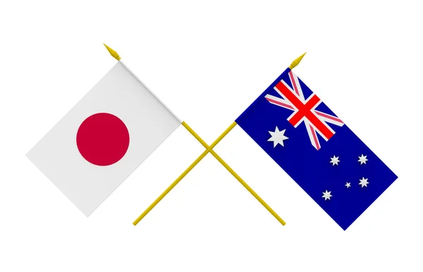 Bandeiras, Austrália e Japão — Fotografia de Stock