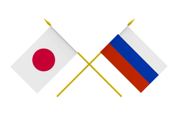 Flag, Japan og Rusland - Stock-foto