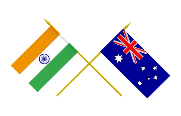 Флаги Австралии и Индии — стоковое фото