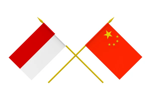Флаги Китая и Индонезии — стоковое фото