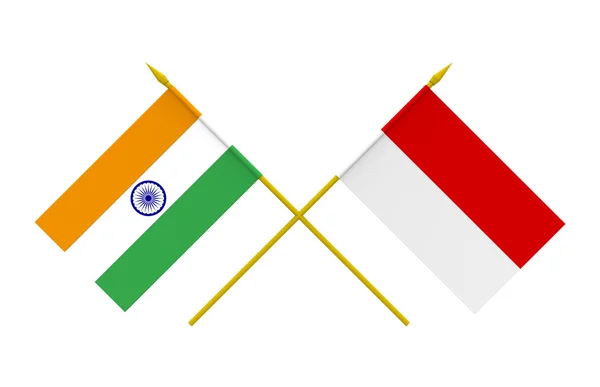 Flags, India and Indonesia — Stock Photo, Image