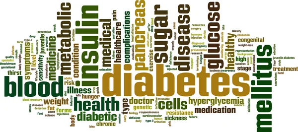 Diabete parola nube — Vettoriale Stock