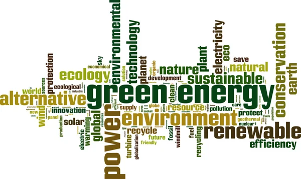 Πράσινη ενέργεια λέξη σύννεφο — Διανυσματικό Αρχείο