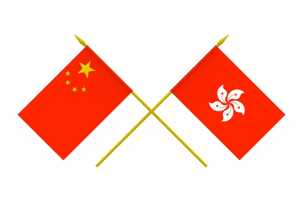 Flag, Kina og Hongkong - Stock-foto