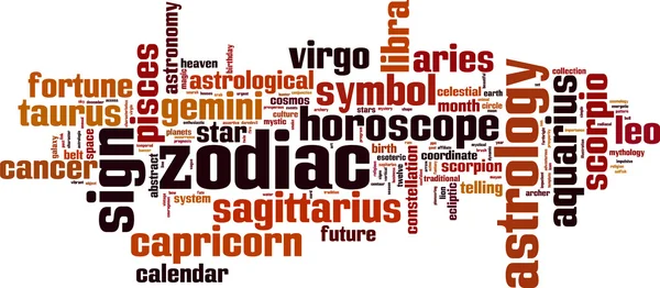 Nube di parole zodiacali — Vettoriale Stock