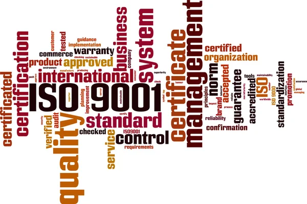 ISO 9001 kelime bulutu — Stok Vektör