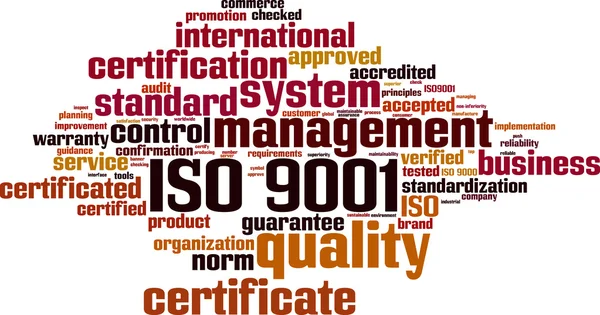 ISO 9001 word cloud - Stok Vektor