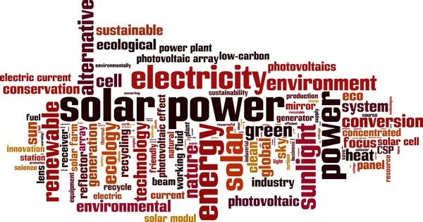 Energia solare parola nube — Vettoriale Stock