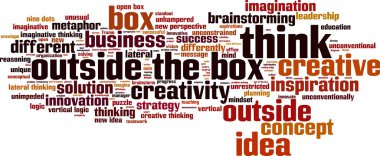 Think outside the box word cloud clipart