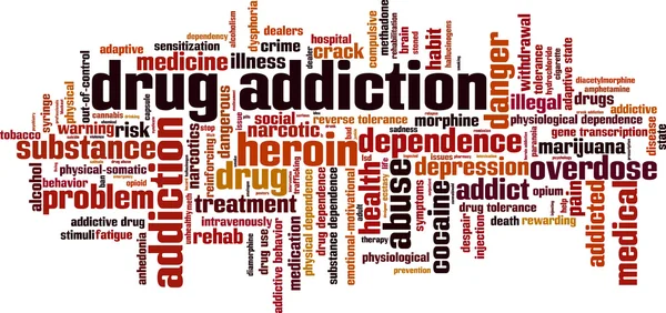 Drug addiction word cloud — Stock Vector