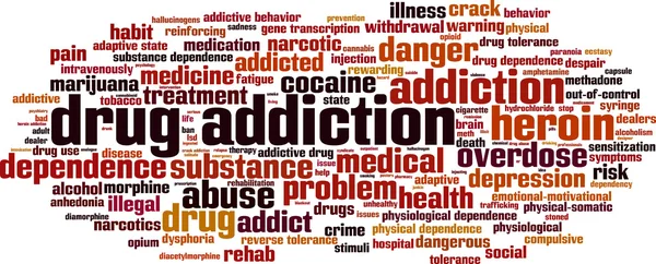 Drogue addiction mot nuage — Image vectorielle