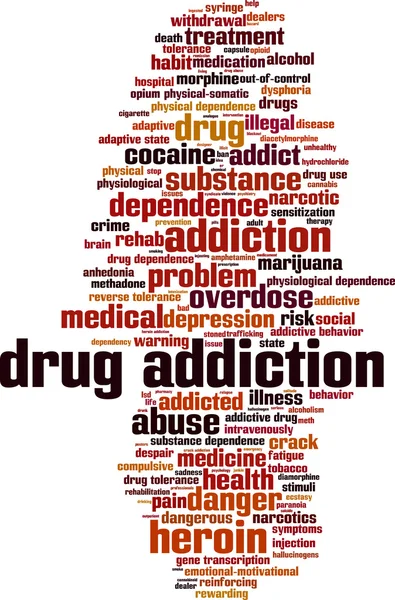 Nube palabra drogadicción — Archivo Imágenes Vectoriales