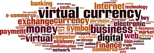 Virtuális valuta szó felhő — Stock Vector