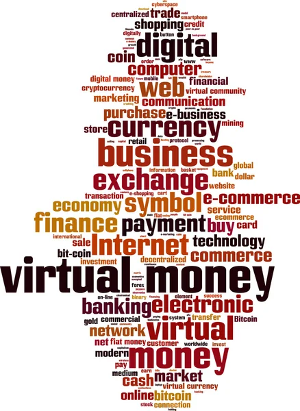 Virtueel geld word cloud — Stockvector