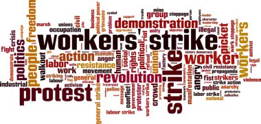 Workers' strike word cloud clipart