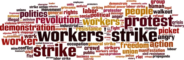 Werknemers staking word cloud — Stockvector